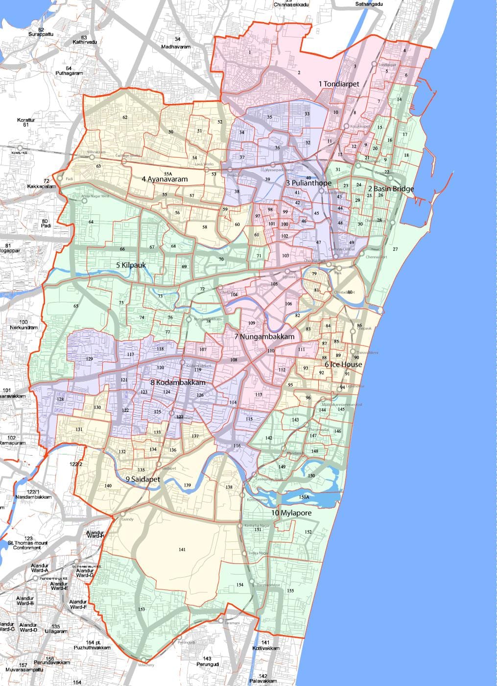 større Chennai corporation kort