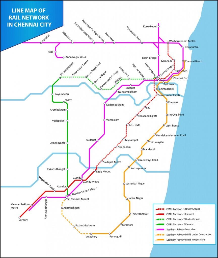 Chennai lokale tog rute kort