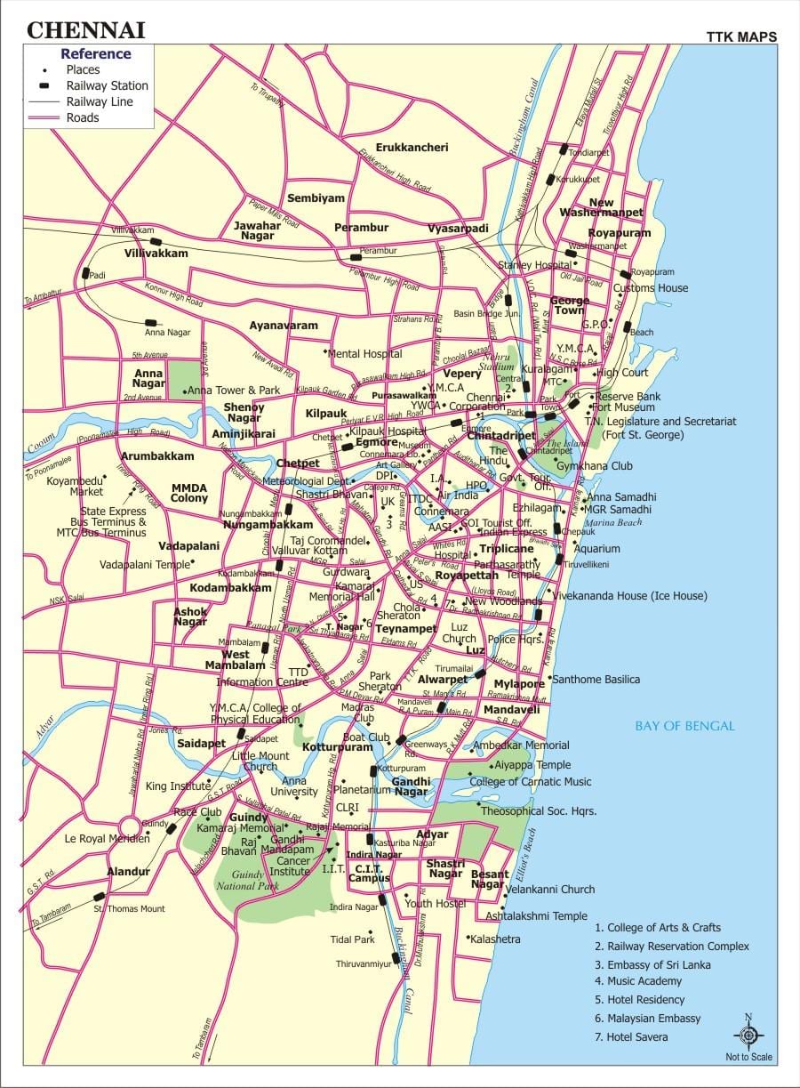 Chennai city kort med gader