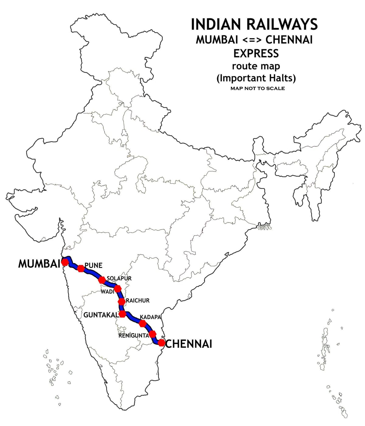 Mumbai til Chennai kort