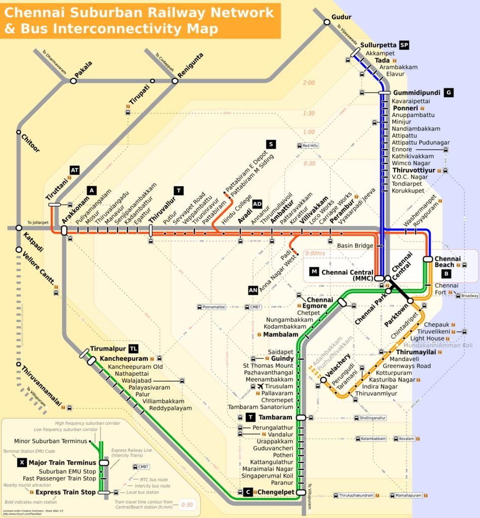 Chennai tog rute kort