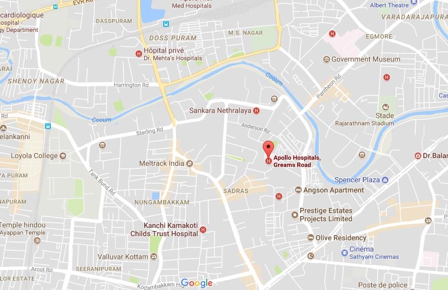 Apollo hospital Chennai Greams køreplan