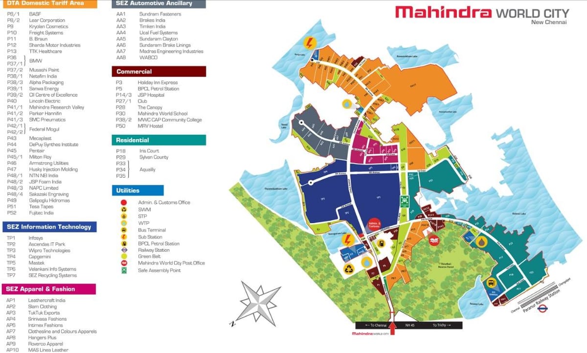 kort over Mahindra byen Chennai