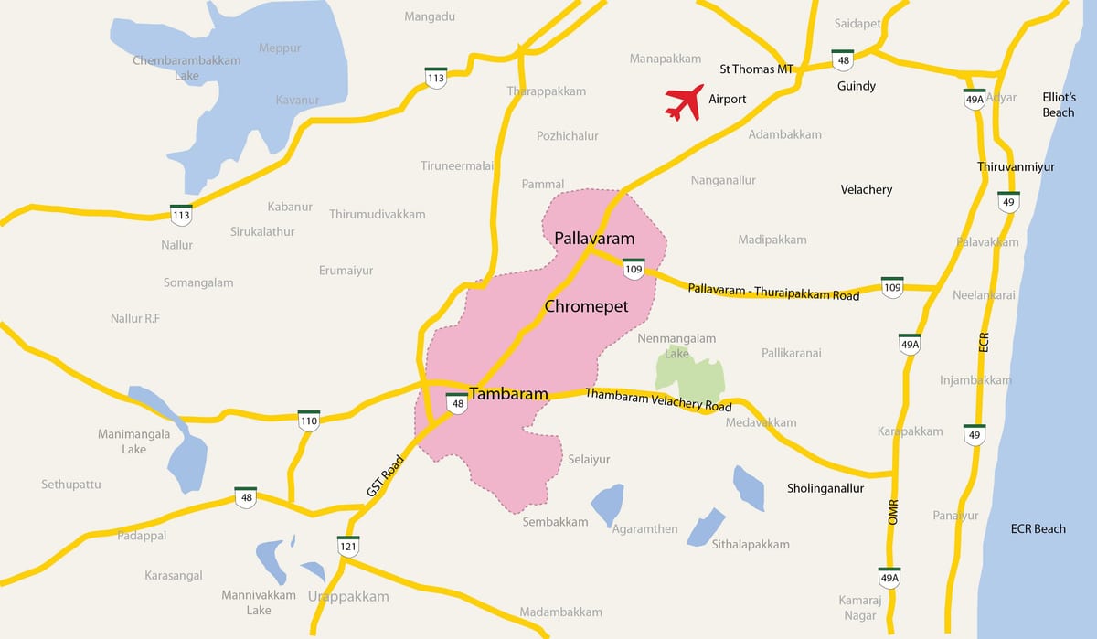 kort over Tambaram Chennai
